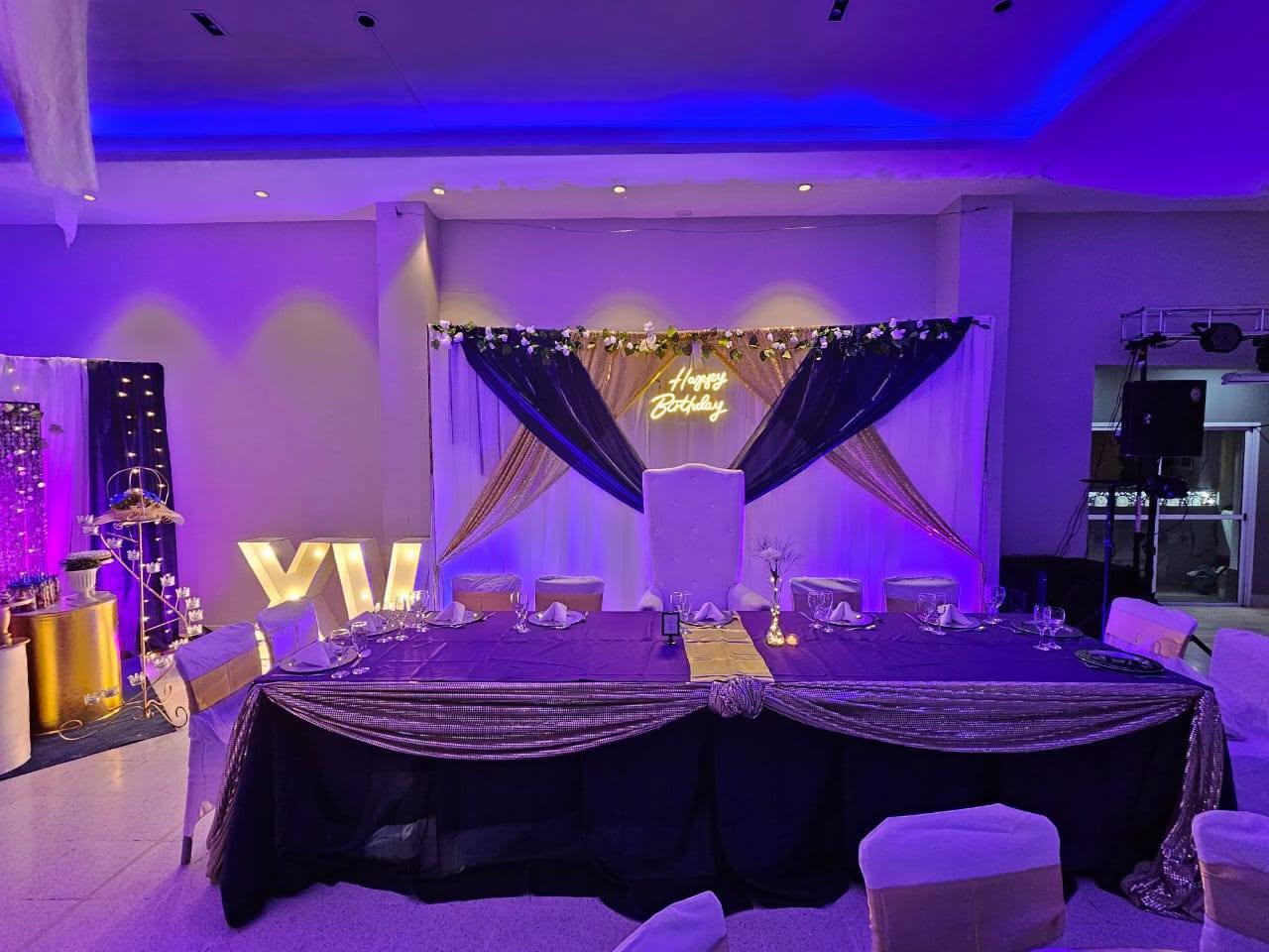 Salón vestido para la celebración
